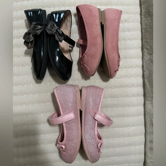 Kids/Toddler Ballet Flats Bundle - Black, Pink, and Glitter Pink size 9 - Picture 4 of 9